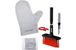 CLEANZER Cepillo Limpiador de teclado 5 en 1 con Guante de Limpieza Microfibra Limpia Pantallas y Gafas Kit de herramientas limpieza multifunción extractor de polvo para PC Laptop Auriculares y Airpods