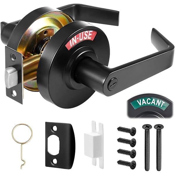 Bathroom Privacy Indicator Handle Lock, Vacant Occupied Bathroom Lock Suitable For Doors 1-3/8\" To 1-3/4\" Thick With Large Indicator For Men Women Restroom In-use Or Vacant, Occupied Sign For Bathroom