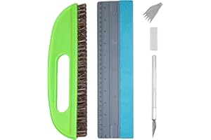 WUISOLQP Set di 3 utensili da tappezzeria, spazzola per tappezzeria, spazzola per colla da parati, spatola per tappezzeria, utensile da taglio, spazzola per carta da parati, pellicola per finestre, vinile