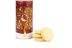 THE SILVER CRANE COMPANY Cylinder Christmas Biscuits Tin - Traditional Scottish Shortbread Gift Set, Festive Filled Tins of Biscuits - Novelty Christmas Gifts - Luxury Biscuit Gift Sets for Women & Men, Red