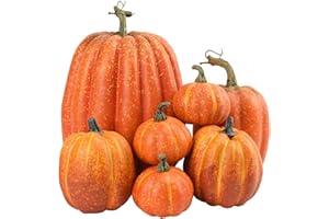 Rianpesn 7 Fausses Citrouilles Artificielles Décoratives Halloween,Ensemble De Citrouilles Artificielles De Décoration d'automne, pour Les Décorations d'halloween De Thanksgiving Jaune
