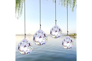 JOKILY 4 sztuki kryształowych zawieszek, kryształowe tęczowe łapacz słońca, kryształowe wisiorki, kryształowe kryształowe kule, kryształy do dekoracji, kryształowa zawieszka, ozdoba do domu, biura, ogrodu