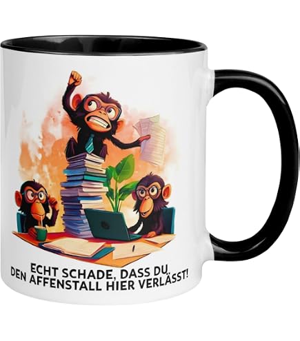 Lustige Tasse 'Sei Immer Du Selbst' Mit Schimpansen-Motiv – Blau, Spülmaschinenfest