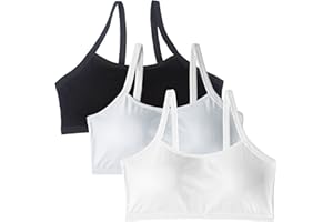 EDS Service Crop Top Bra for Girls, Soft Cotton First Teen Girls Bra, Kids Training Bra Threaded Type with Removable Pad for Age 10-16 Years (3 Pack)