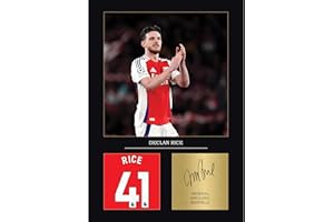 GENERIC Rice Gift Signed A4 Print Display Unframed Arsenal Gifts For Boys Digitally Reproduced Signature Arsenal Gifts Football Gifts For Boys