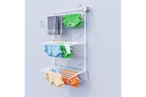 foxydry Tower - Étendoir mural mural vertical - Étendoir rétractable refermable pour intérieur et extérieur - 108 x 52 x 137 cm (108 x 52 x 137 cm, blanc droit)