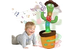 HICAS Cactus Qui Danse et Répète,Éclairage,Répète ce Que Tu Dis,Jouet Cactus Éducatif Interactif,120 Chansons, Contrôle du Volume, Cadeaux Amusants pour Les Enfants et Décoration