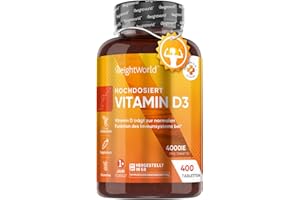 Vitamin D3 4000 IE - 400 Tabletten (1 Tablette alle 4 Tage) - Sonnenvitamin für Immunsystem, Knochen, Zähne & Muskeln (EFSA) 