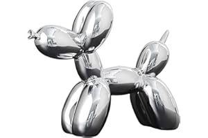 GESAR ART IN PROGRESS Gesar Statuetta a forma di cane Palloncino - Ceramica Lucida – Soprammobile Moderno, Decorazione Creativa per Soggiorno, Cucina e Ufficio - Decoraziove versatile (Argento, Piccolo)