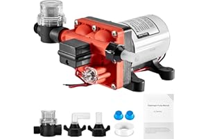 Pindex 12V 4-Chamber RV Fresh Water Pressure Pump with Pressure Switch 11,3 LPM 3 GPM 55 PSI 3,8 Bar, Automatic Self Priming Diaphragm Water Pump for Motorhome Caravan RV Boat Yacht