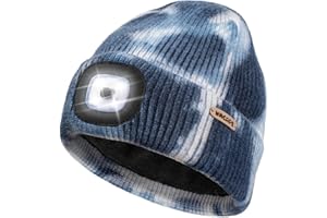 Wmcaps Upgraded Kids LED Lighted Beanie with Thick Warm Lining, Soft and Cozy Winter Hat with a Light Built in, Rechargeable Type-C Head Torch Hat, Gifts for Boys Girls