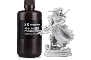 ELEGOO ABS-Like Resina 8K 3.0 para Impresión 3D LCD/DLP, UV 405nm Curado Resina ABS Rápida Fotopolímero, ABS Resin 3D Printer con Alta precisión, Baja Viscosidad, Humo Blanco 1000g