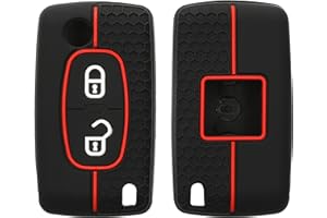 kwmobile etui na kluczyki samochodowe kompatybilne z Peugeot Citroen 2 przyciski składane etui na kluczyki samochodowe - obudowa kluczyka samochodowego - etui na klucze w kolorze czarnym/czerwonym
