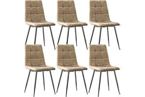LEWE Juego de 6 Sillas de Comedor Modernas Tapizadas en Cuero Sintético con Respaldo Alto y Patas de Metal Negro, Adecuadas para Comedor, Cocina, Salón y Oficina