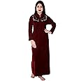 Glossia Fashion Solid Embroidered Shaneel Velvet Warm Fabric Women Maxi Woolen Nighty/Night Gown(WNTY-D4-$)