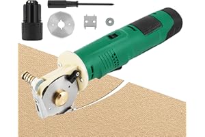 MXBAOHENG Forbici per tessuti a batteria Taglierina elettrica rotonda Spessore massimo di taglio 25 mm per il taglio di tessuto/moquette/pelle/gomma/cartone (1 batteria 2 lame, Verde)