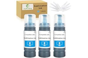 JoyPrinting Sublimation Ink Compatible for ET-1810 ET-2710 ET‑2711 ET-2712 ET-2714 ET-2715 ET-2720 ET-2721 ET-2726 ET-2810 ET-2811 ET-2812 ET-2814 ET-2820 ET-2821 ET-2825 ET-4700 Printer (3 Cyan)