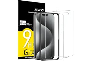 NEW'C Skärmskydd för iPhone 15 Pro, Härdat Glas med Monteringshjälp