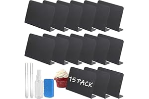 BETTERJONNY 19PCS Price Tags Set, Food Labels for Buffet, Mini Chalk Board with Pen, Black Reserved Table Top Sign, Blackboard for Cheese Cake Board Signs/Craft Stall Display Stand Cards/Buffet Food Tags Markers