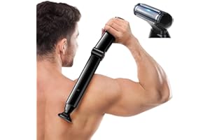 Back Shaver for Men, FERRISA Electric Body Groomer with Adjustable Handle, Wet & Dry Use, Cordless Rechargeable Trimmer, Pain-Free Hair Removal for Back, Chest & Body with 2 Shock Absorber Flex Heads