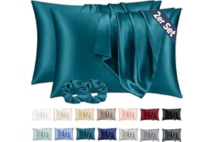VIELIT Poszewka na poduszkę, jedwabna satyna, na 2 szt. 40 x 80 cm, podobna jedwabna poszwa na poduszkę z zamknięciem na kopertę, pielęgnacja skóry i włosów, zmniejsza wypadanie włosów, 2 gumki do
