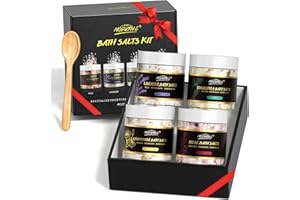 POP MODERN.C Coffret Cadeau de Sels de Bain D'Epsom Pour Trempage, 4 Pièces Sels de Bain aux Huiles Essentielles Pour Femmes, Ensemble de Bain Relaxant, Spa de Luxe, Anniversaire, Fête des Mères, Cadeau de Noël