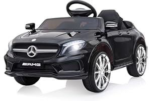 LIUFASHI Voiture électrique pour Enfants 12V Mercedes Benz AMG avec Télécommande 2,4G, Véhicules électriques 2 Portes avec MP3, Klaxon, Feux LED et Ceinture de sécurité pour Enfants à Partir de 3 Ans,Noir