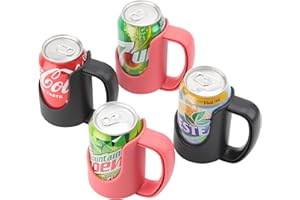Handles for Beverages Can, LUVCOSY 4 PCS Can Holder with Handle, Reusable Hand Grip for 12oz Standard Can, Like Soda, Beer, Pop, Keep Hand Warm and Dry, Novelty & Funny Gift for Party