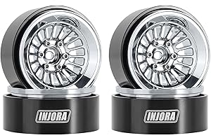 INJORA 1.3" Jante Beadlock Aluminium CNC pour TRX4M SCX24 1/24 1/18 Voiture RC Crawler Upgrade (Argent)