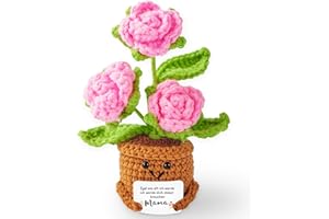 Yiminu.DS Geschenk Mama, Kleines Mutter Geschenke,Muttertagsgeschenk Geburtstagsgeschenk 30 40 50 60 70th, Handgefertigtes Positive Gestrickte Rosa Rosen für Muttertag