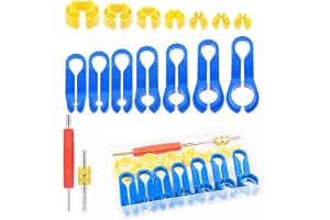 WINTOWIN Car Fuel Line Disconnect Removal Tool with Valve Core Remover Tool Kit, 1/4 5/16 3/8 1/2 5/8 3/4 7/8 Inch Air Conditioning Quick Disconnect Release Tool Kit for Automotive AC Fuel Line
