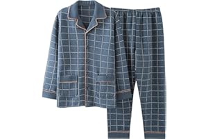 BFSGBFNTMD Automne Et Hiver Pyjamas pour Hommes Trois Couches Intercalaire Chaud éPaissi à Manches Longues Coton Grande Taille Service à Domicile Mince Costume Matelassé