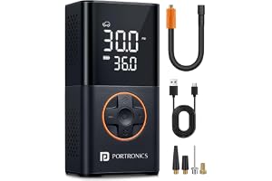Portronics Vayu 3.0 tyre Inflator with 150 PSI Pressure, 4000 mAh Battery, Digital Display, Pressure Detection, Air Pump Compressor for Cars, Bikes, Bicycles & Balls(Black)