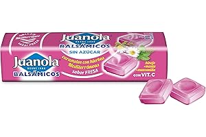 JUANOLA Caramelos Sabor Fresa - 30g - Con Hinojo, Menta, Manzanilla y Vitamina C.
