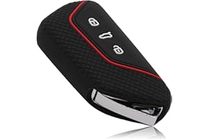 ‎FOAMO FOAMO Car Key Case Compatible with VW, Seat, Skoda, Cupra Car Key - Silicone Key Cover - Key Cover - Protection for Car Keys in Black/Red