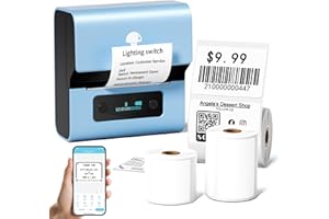 Phomemo M221 Stampante per Etichette Bluetooth con 3 Rotoli di Etichette, Etichettatrice Portatile Termica con PC IOS Android, per Codici a Barre, Indirizzo, Casa, Spedizione, (Blu)