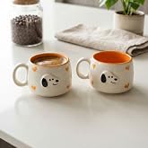 Pawicci 2'li El Yapımı Seramik Kupa Seti, Kedi Desenli Kalp Motifli Stoneware Mug, 200 ml, Kırmızı İ&ccedil;li Doğal Seramik, &Ccedil;ay Ka