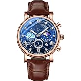 MINILUJIA 50M Waterproof Men World Map Watches Creative Starry Universe Earth Globe Moon Sun Rotating Eye-catching Personaliz