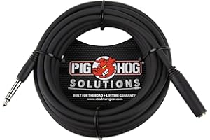 Pig Hog PHX14-25 TRSM Kopfhörer-Verlängerungskabel, 6,35 mm (1/4 Zoll) TRSF auf 6,35 mm (1/4 Zoll) TRSM