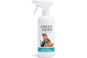 ‎GREEN HERO Green Hero Geruchsentferner und Fleckenentferner 500 ml, das Spray gegen Gerüche und Flecken bei Haustieren, Biologischer und neutralisierender Enzymreiniger für Urin, Kot, Erbrochenes, Bei Haustieren