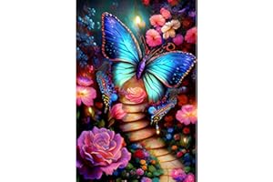 NAIMOER Butterfly Diamond Painting Kits for Adults, 5D Flowers Diamond Painting Kits for Adults Kids, DIY Full Drill Wonderland Diamond Art Embroidery Diamond Dots for Home Decor 30x40cm