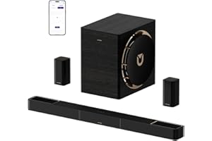 ULTIMEA Audio Surround Wireless Skywave X70 7.1.4 Canali per TV, Dolby Atmos, Soundbar da 980 W, Subwoofer Wireless da 10", Bassa Frequenza da 20 Hz, Amplificatore GaN, Pass-through HDR 4K