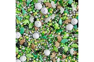 BAKE BOX BOUTIQUE Jurassic dinosaurs edible sprinkles for cakes green brown black sprinkles for cupcakes pearls chocolate balls cake toppers biscuits decoration 100s 1000s bright birthday party baking JURASSIC