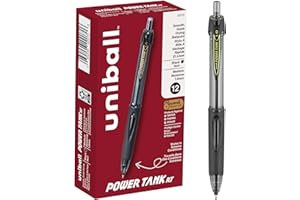 UNI-BALL Uniball Power Tank Rt Penna a sfera retrattile, Bold 1 mm, inchiostro nero, fumè/nero