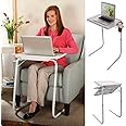 CHAUDHARY Portable Folding Table Mate II TV Dinner Laptop Tray Multipurpose Adjustable Sofa Bed Desk Kitchen Home Office, White, 50 x 40 x 60 cm