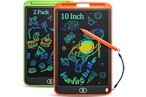 Dirrelo 2 Stück Zaubertafel 10-zoll LCD Schreibtafel kinderspielzeug ab 3 4 5 6 7 Jahre Mädchen Junge, Bunte Bildschirm Maltafel Kinder Mädchen Geschenke für Geburtstag Weihnachten, Orange/Grün