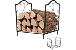 COSTWAY Porta Legna per Interni ed Esterni, in Acciaio per Stoccaggio del Legno, per Camino, Caminetti, Stufe e Focolari, Portata 60 kg (37 x 32 x 39,5 cm)