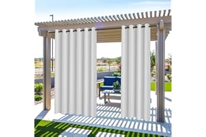 MINGPINHUIUS Cortinas de Exterior, Cortina Exterior con Ojales, Impermeables, Resistentes al Viento y a los Rayos UV, Opaco, para balcón, terraza, Porche, pérgola