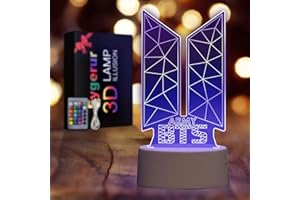 EYGERUR Kpop BTS Luce notturna 3D lampada da comodino BTS Telecomando 16 Colori Cambiamento LED Illusion Lampada E Arte Deco Lampada per Ragazzo Ragazza Camera Decorare Regalo di compleanno Natale