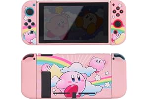 TIKOdirect Protective Case for Switch, Soft Full Skin Protective Cover with Pretty Cute Pattern, Silicone Slim Shockproof Back and Grip Case for Switch, Pink Rainbow
